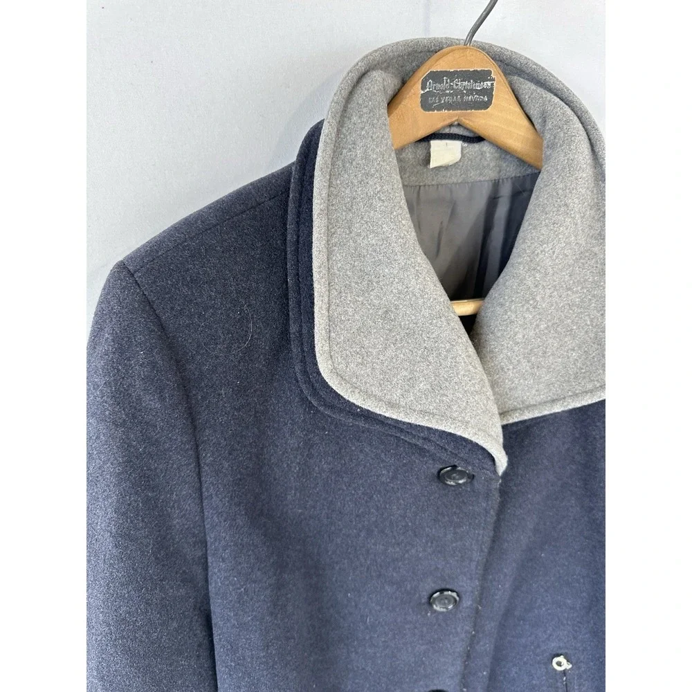 Woolmark Wool Blue Coat Mid Length Women's XL